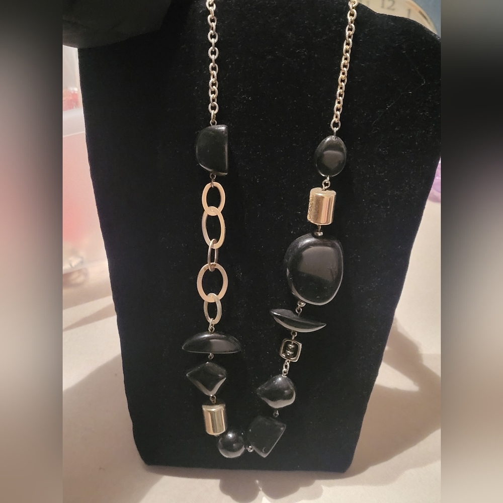 Chicos vintage statement piece black  Gold Tone necklace